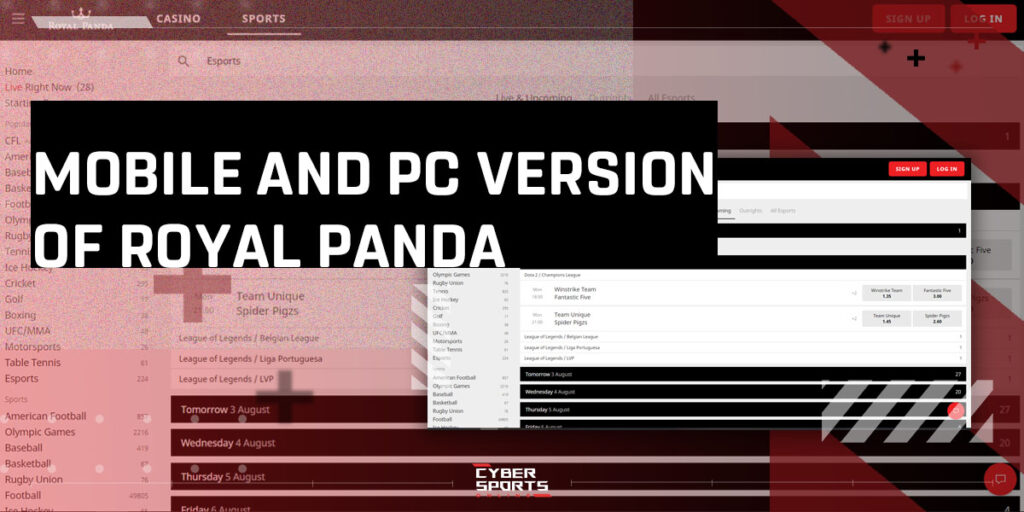 Mobile Version and PC Version of Royal Panda