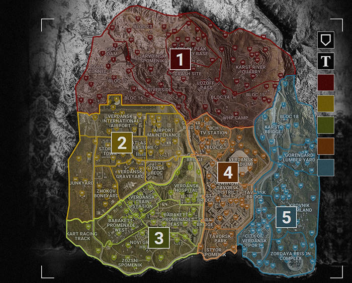 Map of the game Call of Duty: Warzone.